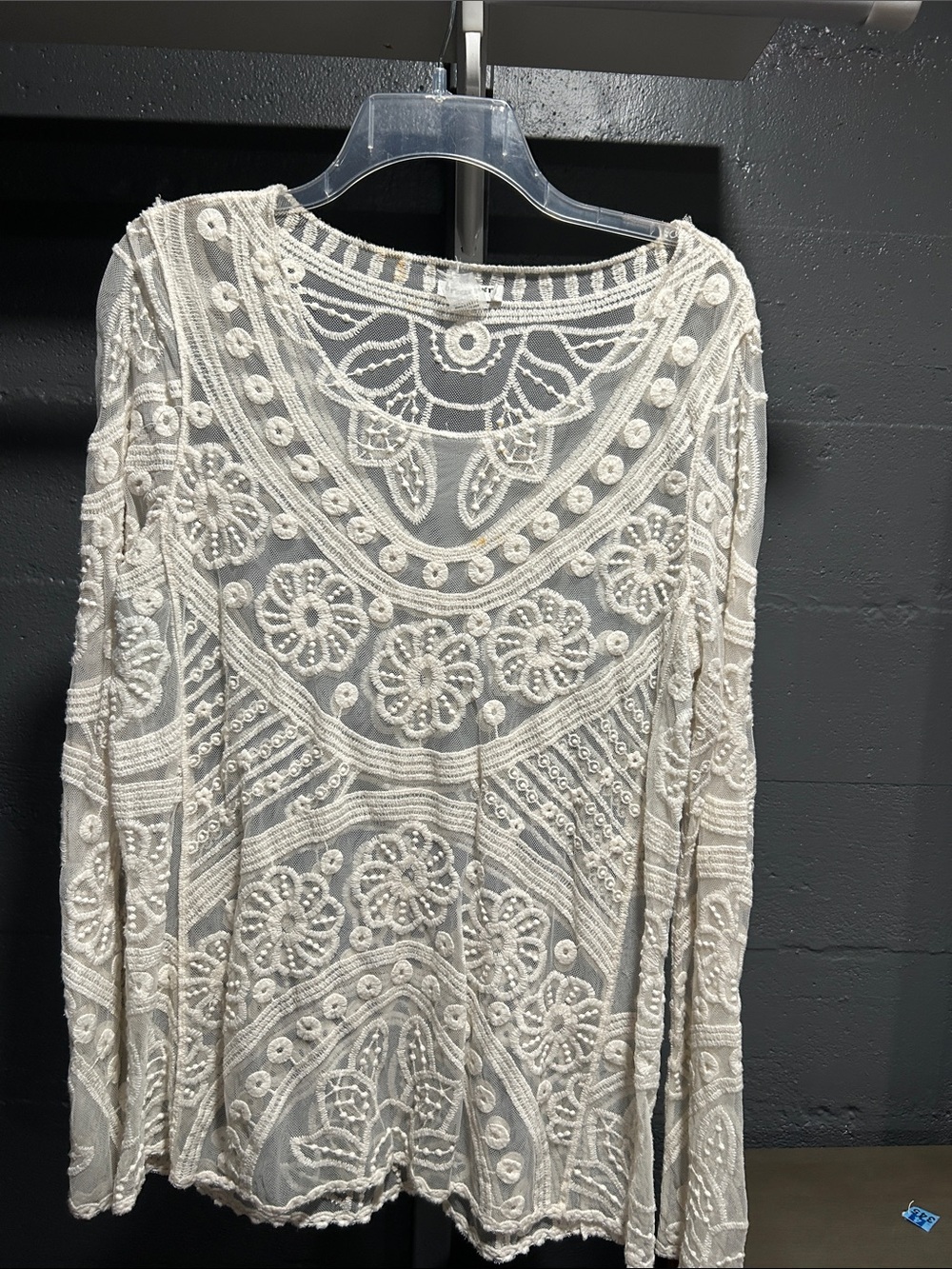 Embroidered Ivory Boho Long-Sleeve Tunic
